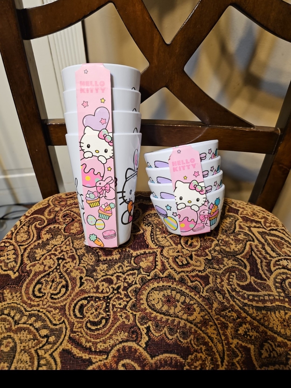 Hello Kitty White and Pink Melamine Cup And Bowl Set